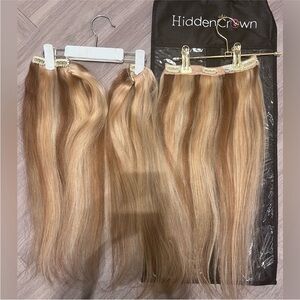 Hidden Crown Blonde Hair Extensions. 18”